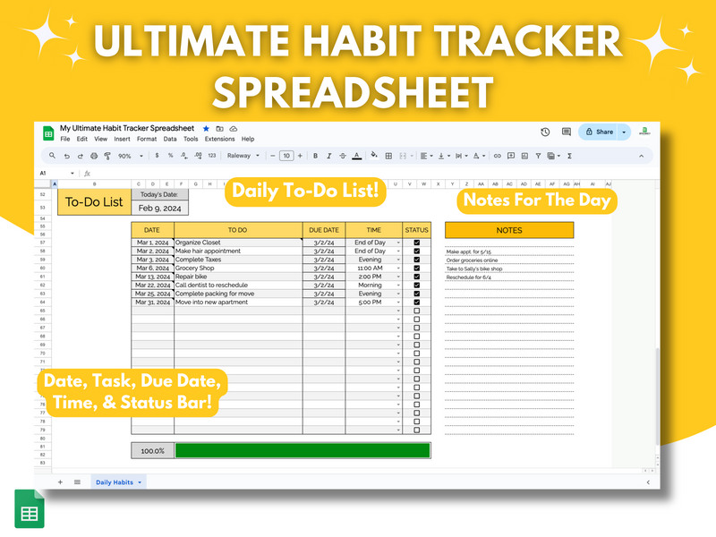 Ultimate Habit Tracker Spreadsheet